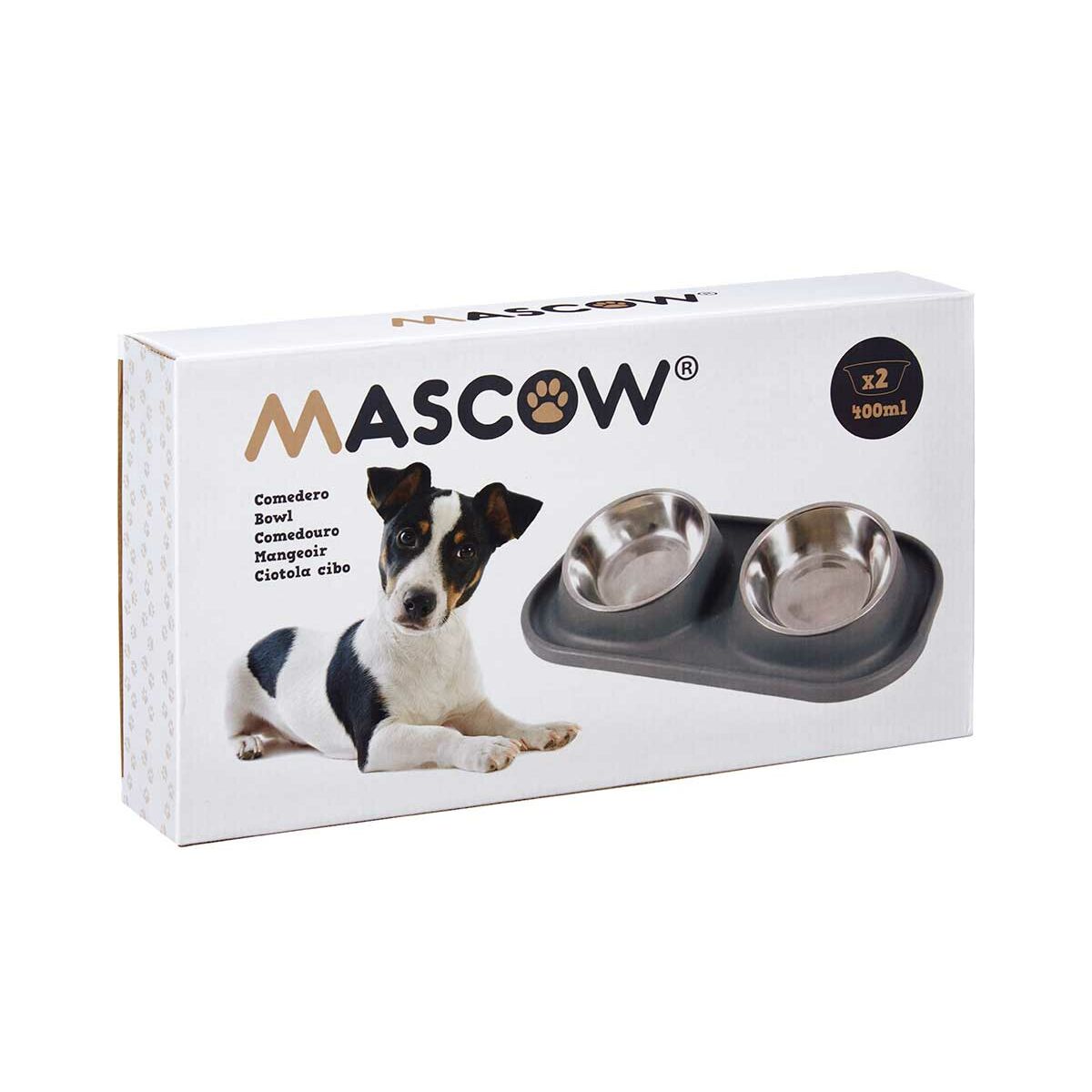 Mascow Voerbak Voor Honden Blauw Metaal 40 X 8,5 X 22 Cm Dubbel